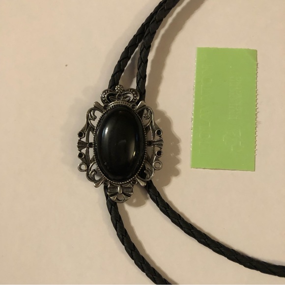 Other - Black and silver Bolo tie necklace NWOT rock n roll western